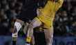 Stefan Coetzee of Newcastle Red Bulls challenges Tommy Freeman of Northampton Saints in th...