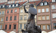A view of the Mermaid of Warsaw (Polish: Syrenka Warszawska) a symbol of Warsaw, a statue...