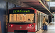 Passengers travel on the driverless U2 line of Nuremberg's underground system, operated by...