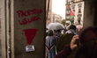 Demonstrators gather at Plaza de la Provincia in Madrid, Spain, on October 21, 2025, to pr...