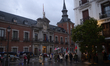 Demonstrators gather at Plaza de la Provincia in Madrid, Spain, on October 21, 2025, to pr...