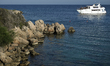 PROTARAS, CYPRUS - OCTOBER 20:A tour cruise passes by the 'Stairs to the Sea,' a popular...