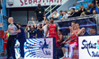 The bench of Pistoia is present during the RSR Sebastiani Rieti vs Estra Pistoia game in t...