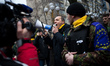 Maidan Commandant and MP Andriy Parubiy and Anti-government protestors of the "14 Hundred...
