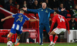 Sean Dyche, Nottingham Forest head coach, gestures during the UEFA Europa League League St...