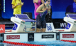 In Toronto, Ontario, Canada, on October 23, 2025, Ireland's Mona McSharry splashes water t...