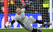 Matz Sels, the Nottingham Forest goalkeeper, warms up ahead of kick-off during the UEFA Eu...
