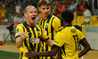 Aboubakary Koita and  Domagoj Vida celebratinf AEK's firts goal during the UEFA Conferenc...