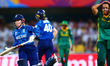 Chloe Tryon of South Africa and Tammy Beaumont of England participate in the ICC Women's W...