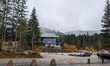 The parking lot is at the Zugspitze Cable Car (Seilbahn Zugspitze) valley station building...