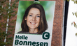 An election campaign poster for Helle Bonnesen of the Conservative People's Party is seen...