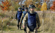 War veterans undergo humanitarian demining training in Kyiv, Ukraine, on October 30, 2025....