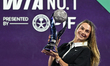RIYADH, SAUDI ARABIA – NOVEMBER 1:Aryna Sabalenka poses with the WTA Chris Evert World No...