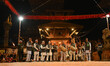 Musicians perform during the eighth day of the Kartik Naach at Kartik Dabali, Patan Durbar...