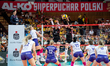 A volleyball match takes place between KS DevelopRes Rzeszow and LKS Commercecon Lodz in K...