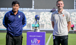 Song Jin Pak, head coach of Korea DPR U-17, and Olivier Alexander Amelink, head coach of N...