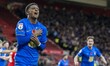 Demarai Gray of Birmingham City equalizes and celebrates in pain after injuring his should...