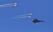 The Indian Air Force (IAF) Sukhoi fighter jet performs as part of the 93rd Air Force Day c...