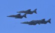 The Indian Air Force Jaguar fighter jet performs as part of the 93rd Air Force Day celebra...