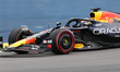 Max Verstappen of the Netherlands drives the Oracle Red Bull Racing RB21 Honda RBPT during...