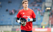 Goalkeeper Patryk Letkiewicz warms up before the game between Wisla Krakow and Polonia War...