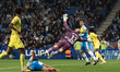 Marko Dmitrovic of RCD Espanyol stretches out to stop a shot during the LaLiga EA Sports m...