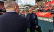 Utrecht trainer coach Ron Jans (left) and Ajax trainer coach Fred Grim (right) stand befor...