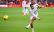 Dan Ndoye of Nottingham Forest warms up ahead of kick-off during the Premier League match...