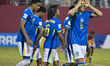 Dell of Brazil celebrates with his teammates after scoring the goal during the FIFA U-17 W...