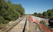 General view of the construction of the Mexico-Queretaro train station near the Los Heroes...