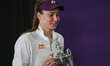 RIYADH, SAUDI ARABIA – NOVEMBER 8:Elena Rybakina of Kazakhstan, the singles champion, hol...