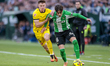 In Seville, Spain, on November 23, 2025, Valentin Gomez of Real Betis battles for the ball...
