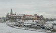 KRAKOW, POLAND – NOVEMBER 24:A general view of the Royal Wawel Castle partially covered w...