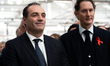 Adolfo Urso, Antonio Filosa, and John Elkann attend the presentation of the new Fiat 500 H...