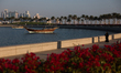 A view of the city, wooden boats and MIA Park in Doha, Qatar on November 28, 2025. 