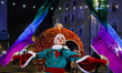 An artist performs during the opening of the Christmas market at the city square in Gliwic...