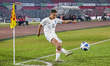 Azerbaijan's Hajiyeva Nargiz takes a short corner during the tri-nation Women's football s...