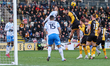 Isaac Fletcher of Barrow AFC attempts to head the ball during the Sky Bet League 2 match b...