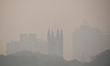 Buildings are shrouded in smog in Kolkata, India, on November 30, 2025. 