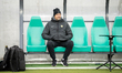 Ante Simundza, head coach of Slask Wroclaw, is seen during the game between Wieczysta Krak...