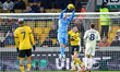 Matz Sels of Nottingham Forest takes the ball in the air during the Premier League match b...