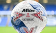 A close-up of the Emirates FA Cup match day ball with Mitre Ultimax branding is taken duri...