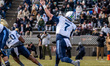 PAT MCQUAIDE (7) of the Villanova Wildcats throws a pass during an NCAA Football Champions...