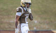 Jaden Green (0) of the Lehigh Mountain Hawks stands prior to the snap during an NCAA Footb...