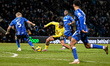 Josh Gordon of Barrow AFC challenges Andy Smith of Gillingham during the Sky Bet League 2...