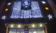 Christmas lights illuminate the main entrance to Hillsborough during the Sky Bet Champions...
