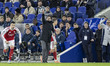 Arsenal F.C. manager Mikel Arteta gesticulates during the Premier League match between Eve...