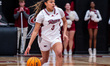 DANIYA BROWN (0) of the Rider Broncs dribbles the ball during an NCAA women's basketball g...