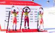 The Livigno Audi FIS Ski World Cup SuperG Race podium features, from left, Alexis Monney f...