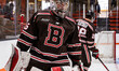Tyler Shea, 35, of the Brown Bears warms up prior to an NCAA men's ice hockey game at Hobe...